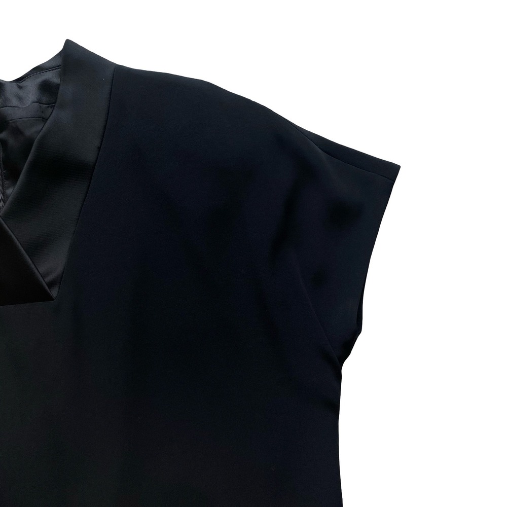 Jones New York Black V Neck Dress Satin Trim Cap Sleeve Women's Size 10 - Picture 5 of 11